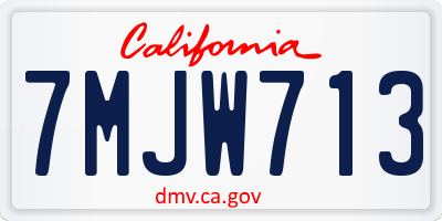 CA license plate 7MJW713
