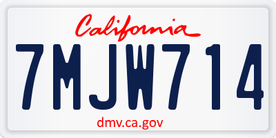 CA license plate 7MJW714