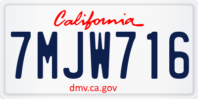 CA license plate 7MJW716