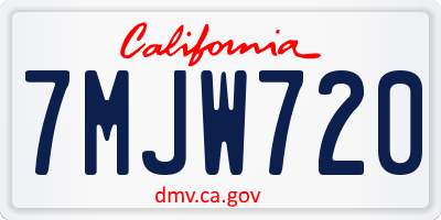 CA license plate 7MJW720