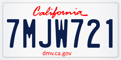 CA license plate 7MJW721