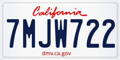 CA license plate 7MJW722