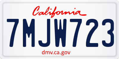 CA license plate 7MJW723