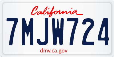 CA license plate 7MJW724