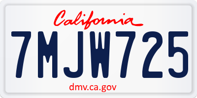 CA license plate 7MJW725