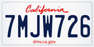 CA license plate 7MJW726