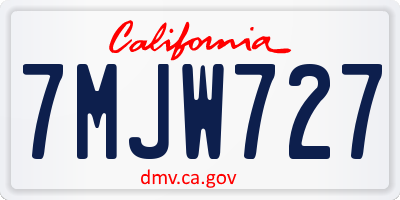 CA license plate 7MJW727