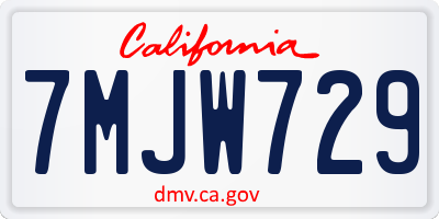 CA license plate 7MJW729