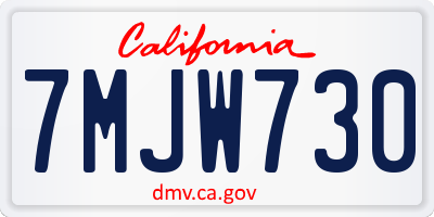 CA license plate 7MJW730