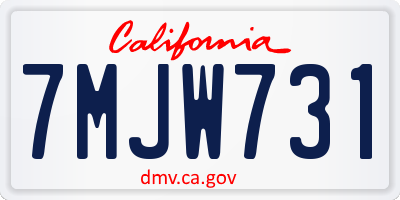 CA license plate 7MJW731