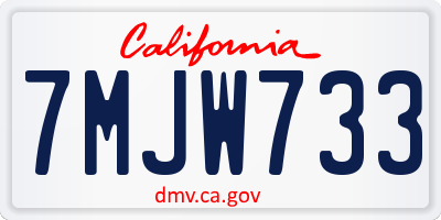 CA license plate 7MJW733