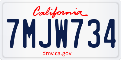 CA license plate 7MJW734