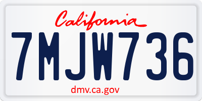 CA license plate 7MJW736