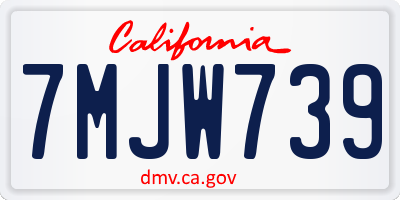 CA license plate 7MJW739