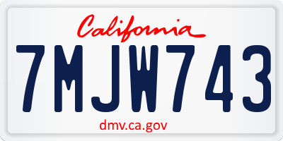 CA license plate 7MJW743