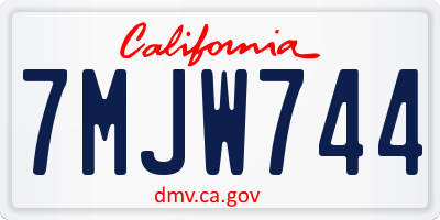 CA license plate 7MJW744