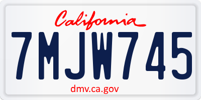 CA license plate 7MJW745