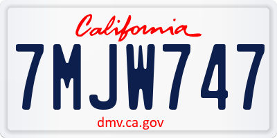 CA license plate 7MJW747
