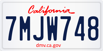 CA license plate 7MJW748