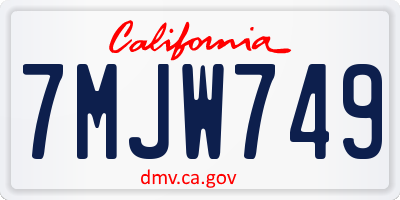 CA license plate 7MJW749