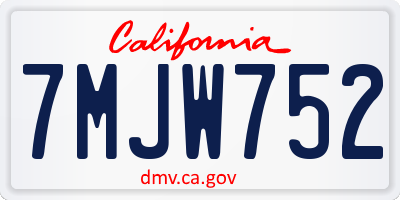 CA license plate 7MJW752