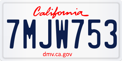 CA license plate 7MJW753