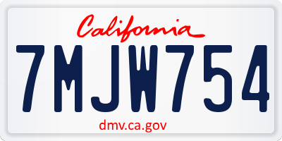 CA license plate 7MJW754