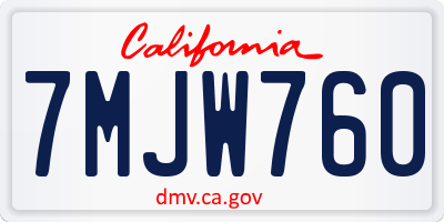 CA license plate 7MJW760