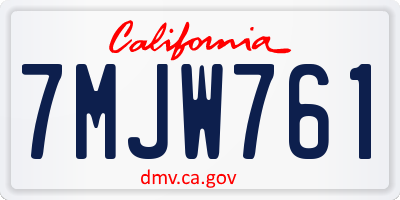 CA license plate 7MJW761