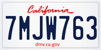 CA license plate 7MJW763