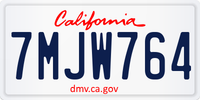 CA license plate 7MJW764