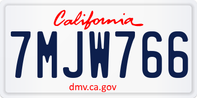 CA license plate 7MJW766