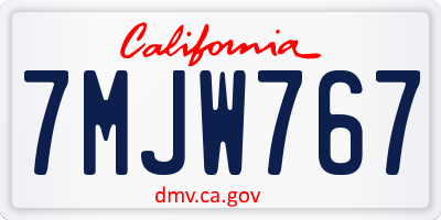 CA license plate 7MJW767