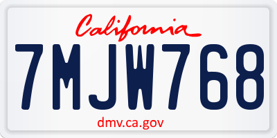 CA license plate 7MJW768