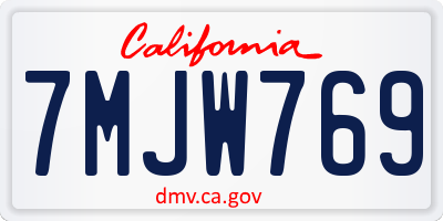 CA license plate 7MJW769
