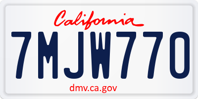 CA license plate 7MJW770