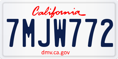 CA license plate 7MJW772