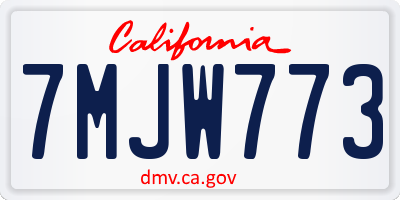 CA license plate 7MJW773