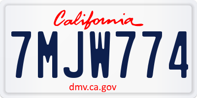CA license plate 7MJW774
