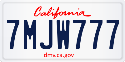 CA license plate 7MJW777
