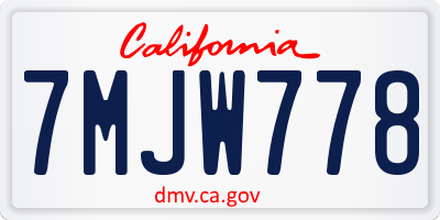 CA license plate 7MJW778