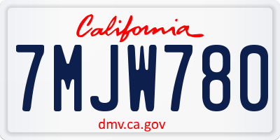 CA license plate 7MJW780