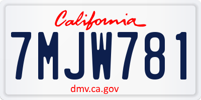 CA license plate 7MJW781