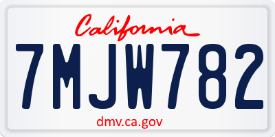 CA license plate 7MJW782