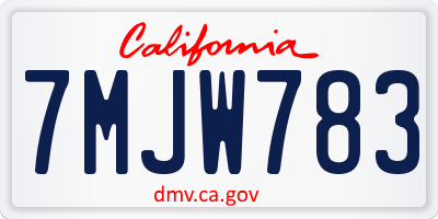CA license plate 7MJW783