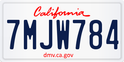 CA license plate 7MJW784
