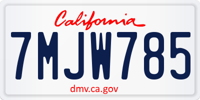 CA license plate 7MJW785