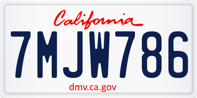 CA license plate 7MJW786