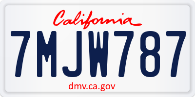 CA license plate 7MJW787
