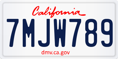 CA license plate 7MJW789